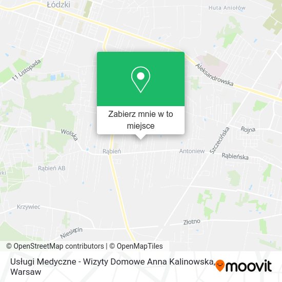 Mapa Usługi Medyczne - Wizyty Domowe Anna Kalinowska