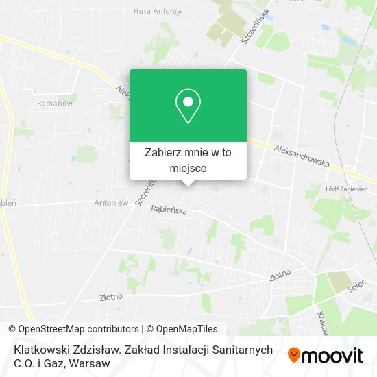 Mapa Klatkowski Zdzisław. Zakład Instalacji Sanitarnych C.O. i Gaz