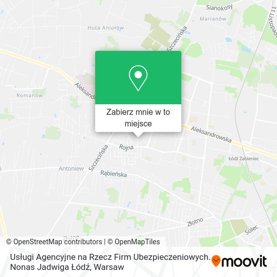 Mapa Usługi Agencyjne na Rzecz Firm Ubezpieczeniowych. Nonas Jadwiga Łódź