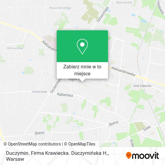 Mapa Duczymin. Firma Krawiecka. Duczymińska H.