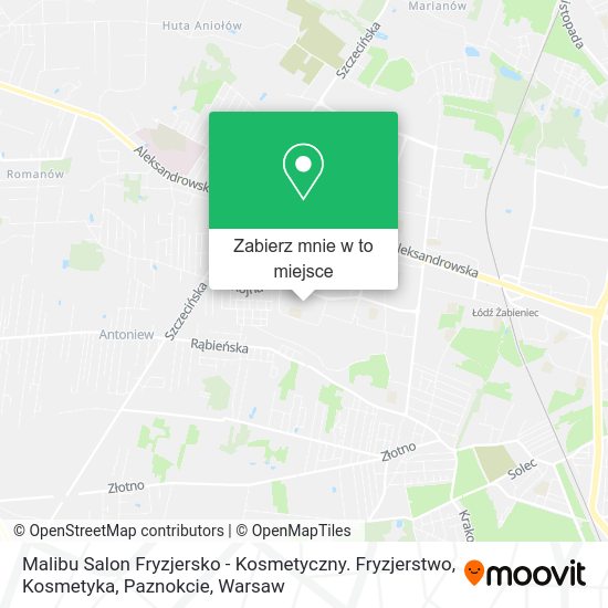 Mapa Malibu Salon Fryzjersko - Kosmetyczny. Fryzjerstwo, Kosmetyka, Paznokcie