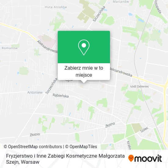 Mapa Fryzjerstwo i Inne Zabiegi Kosmetyczne Małgorzata Szejn