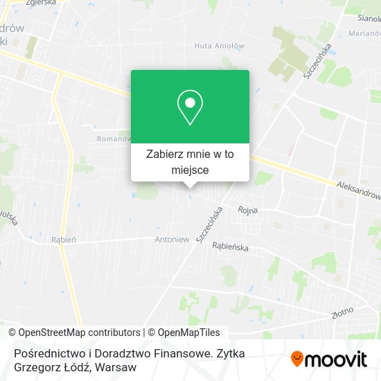 Mapa Pośrednictwo i Doradztwo Finansowe. Zytka Grzegorz Łódź