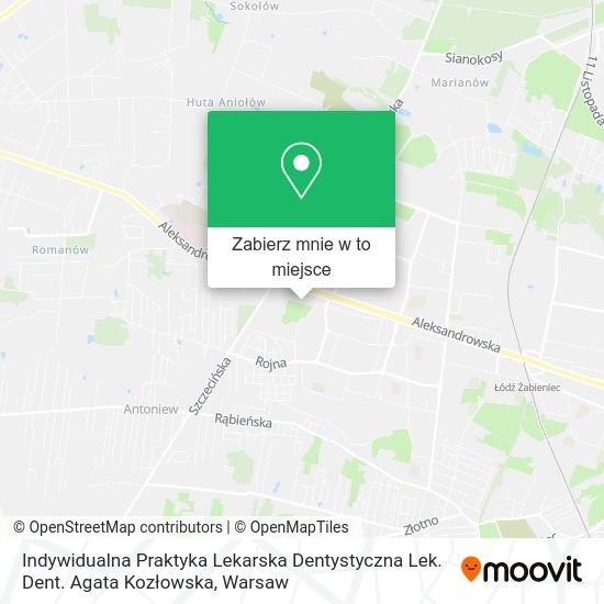 Mapa Indywidualna Praktyka Lekarska Dentystyczna Lek. Dent. Agata Kozłowska