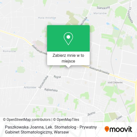 Mapa Paszkowska Joanna, Lek. Stomatolog - Prywatny Gabinet Stomatologiczny