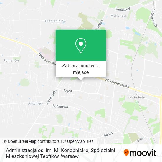 Mapa Administracja os. im. M. Konopnickiej Spółdzielni Mieszkaniowej Teofilów