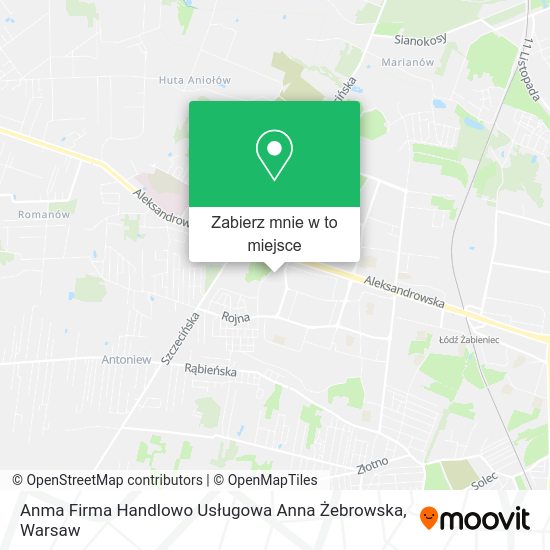 Mapa Anma Firma Handlowo Usługowa Anna Żebrowska