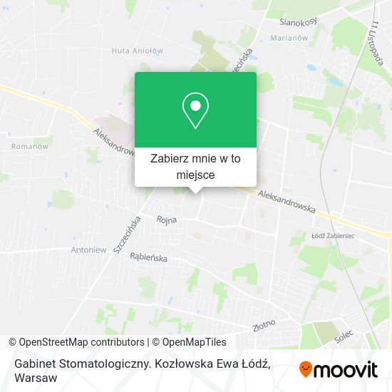 Mapa Gabinet Stomatologiczny. Kozłowska Ewa Łódź