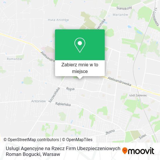 Mapa Usługi Agencyjne na Rzecz Firm Ubezpieczeniowych Roman Bogucki