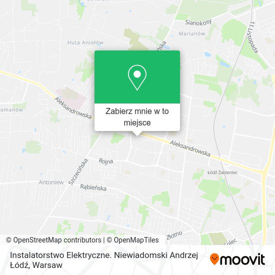 Mapa Instalatorstwo Elektryczne. Niewiadomski Andrzej Łódź