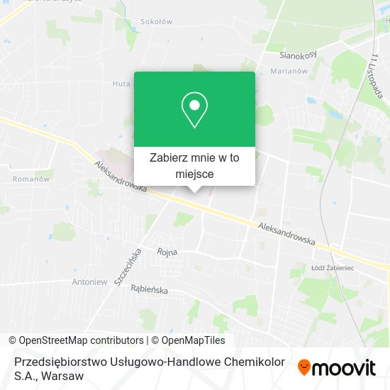 Mapa Przedsiębiorstwo Usługowo-Handlowe Chemikolor S.A.