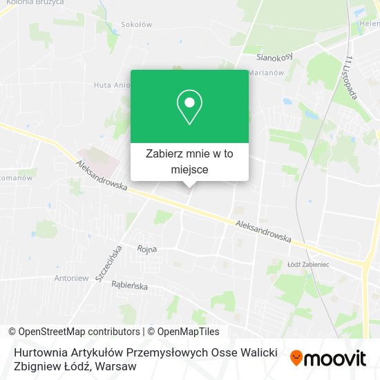 Mapa Hurtownia Artykułów Przemysłowych Osse Walicki Zbigniew Łódź