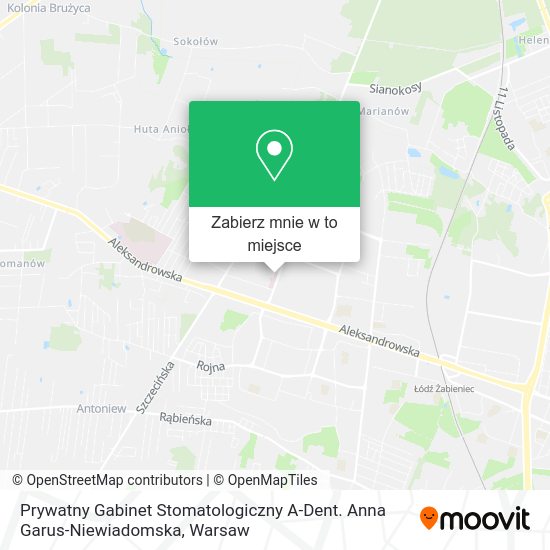 Mapa Prywatny Gabinet Stomatologiczny A-Dent. Anna Garus-Niewiadomska