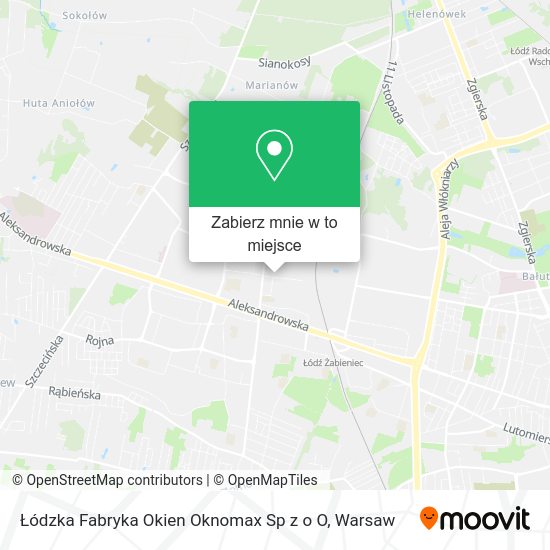 Mapa Łódzka Fabryka Okien Oknomax Sp z o O