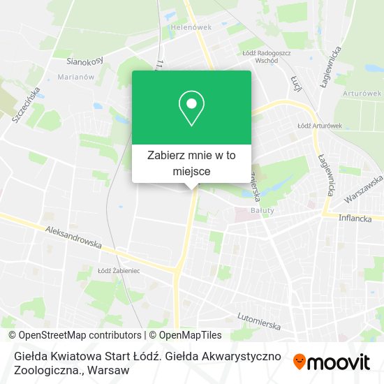 Mapa Giełda Kwiatowa Start Łódź. Giełda Akwarystyczno Zoologiczna.