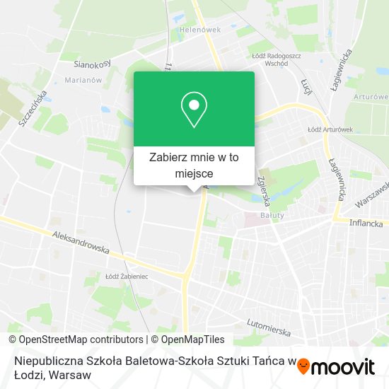 Mapa Niepubliczna Szkoła Baletowa-Szkoła Sztuki Tańca w Łodzi