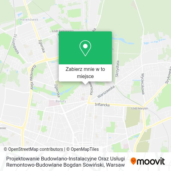 Mapa Projektowanie Budowlano-Instalacyjne Oraz Usługi Remontowo-Budowlane Bogdan Sowiński