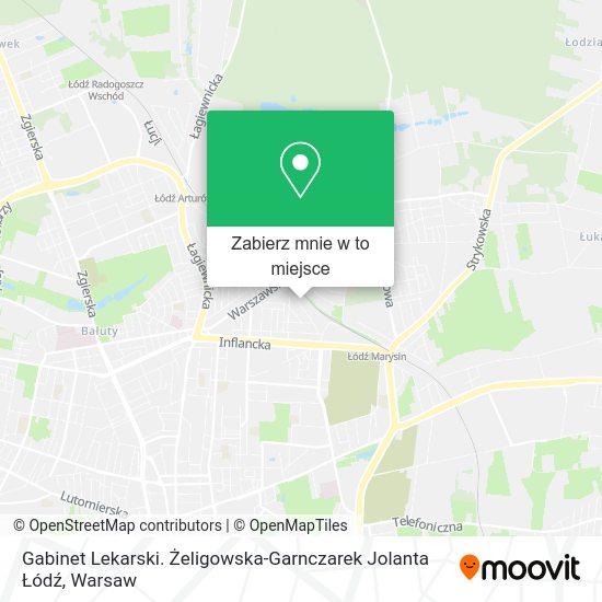 Mapa Gabinet Lekarski. Żeligowska-Garnczarek Jolanta Łódź