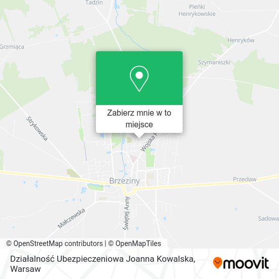 Mapa Działalność Ubezpieczeniowa Joanna Kowalska