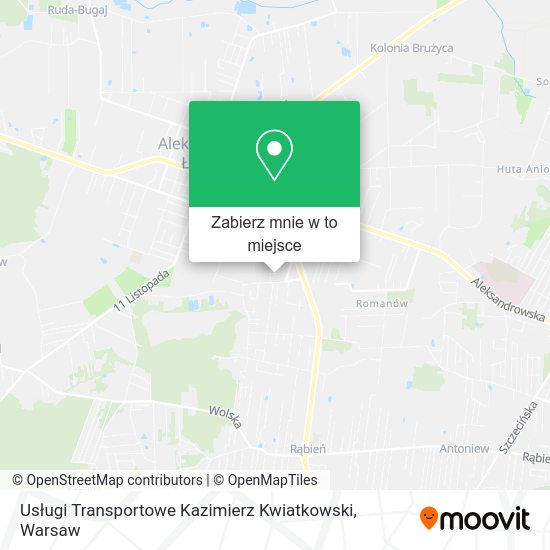 Mapa Usługi Transportowe Kazimierz Kwiatkowski