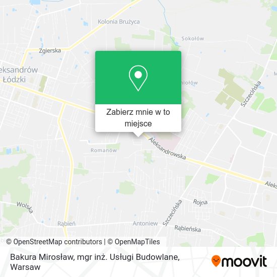 Mapa Bakura Mirosław, mgr inż. Usługi Budowlane