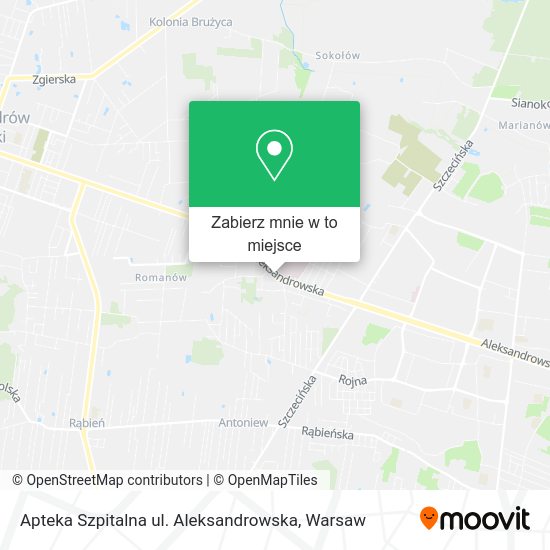 Mapa Apteka Szpitalna ul. Aleksandrowska