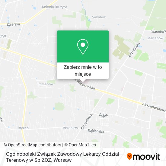 Mapa Ogólnopolski Związek Zawodowy Lekarzy Oddział Terenowy w Sp ZOZ