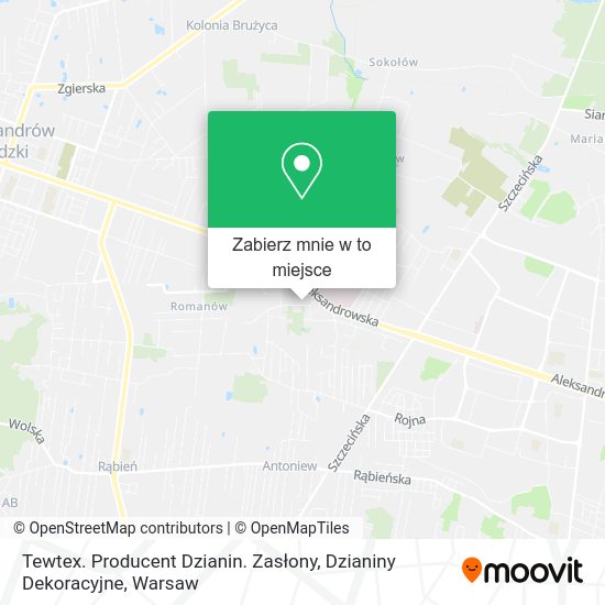 Mapa Tewtex. Producent Dzianin. Zasłony, Dzianiny Dekoracyjne