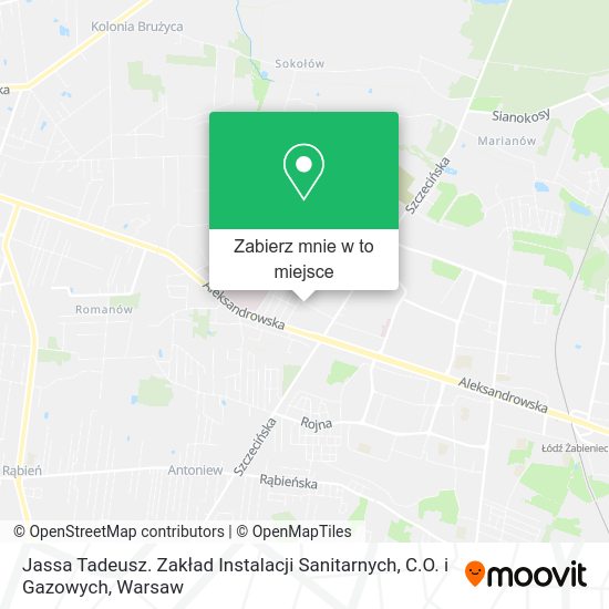 Mapa Jassa Tadeusz. Zakład Instalacji Sanitarnych, C.O. i Gazowych