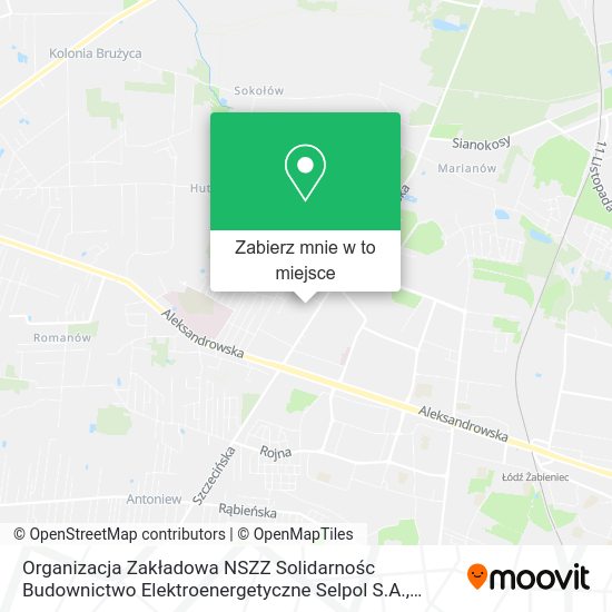 Mapa Organizacja Zakładowa NSZZ Solidarnośc Budownictwo Elektroenergetyczne Selpol S.A.