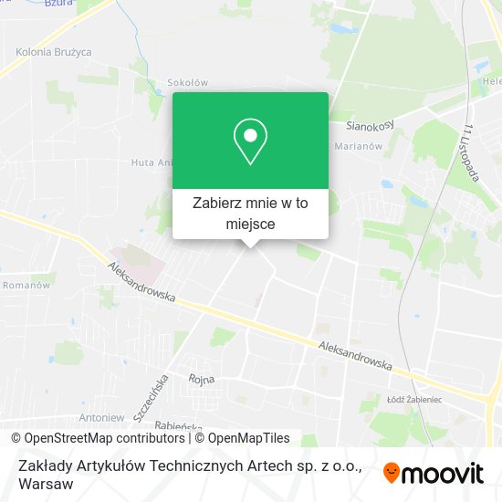 Mapa Zakłady Artykułów Technicznych Artech sp. z o.o.