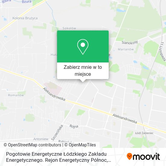 Mapa Pogotowie Energetyczne Łódzkiego Zakładu Energetycznego. Rejon Energetyczny Północ