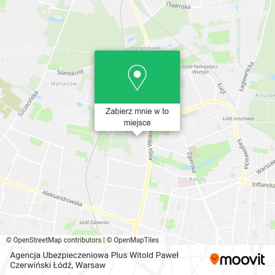 Mapa Agencja Ubezpieczeniowa Plus Witold Paweł Czerwiński Łódź