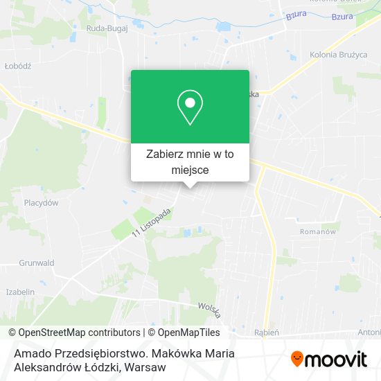 Mapa Amado Przedsiębiorstwo. Makówka Maria Aleksandrów Łódzki