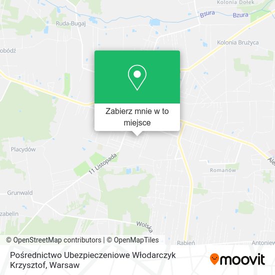 Mapa Pośrednictwo Ubezpieczeniowe Włodarczyk Krzysztof