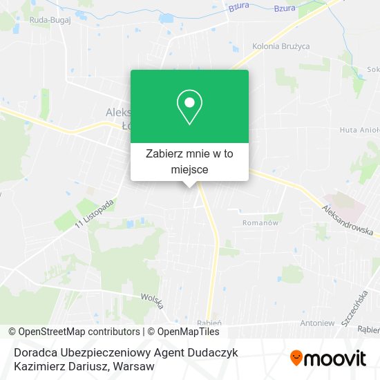 Mapa Doradca Ubezpieczeniowy Agent Dudaczyk Kazimierz Dariusz