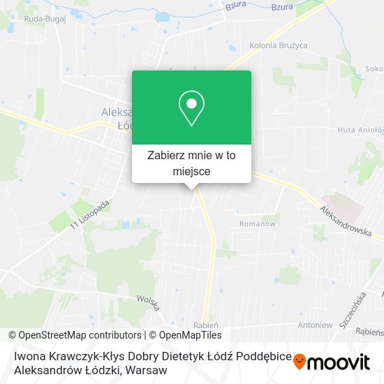 Mapa Iwona Krawczyk-Kłys Dobry Dietetyk Łódź Poddębice Aleksandrów Łódzki