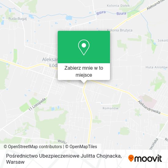 Mapa Pośrednictwo Ubezpieczeniowe Julitta Chojnacka