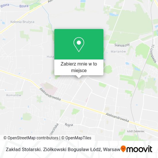 Mapa Zakład Stolarski. Ziółkowski Bogusław Łódź