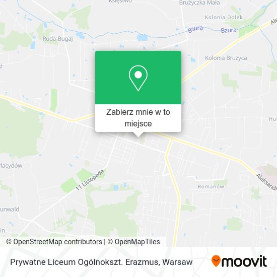 Mapa Prywatne Liceum Ogólnokszt. Erazmus