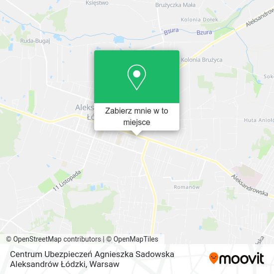 Mapa Centrum Ubezpieczeń Agnieszka Sadowska Aleksandrów Łódzki