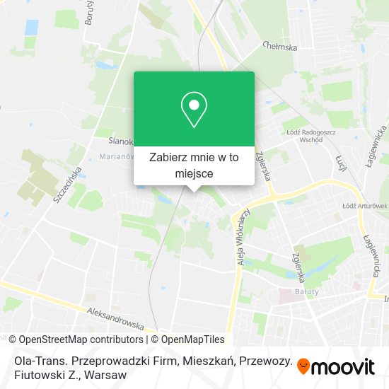 Mapa Ola-Trans. Przeprowadzki Firm, Mieszkań, Przewozy. Fiutowski Z.