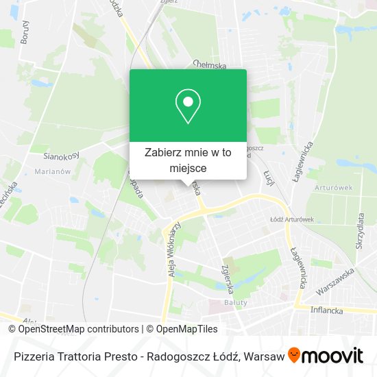 Mapa Pizzeria Trattoria Presto - Radogoszcz Łódź