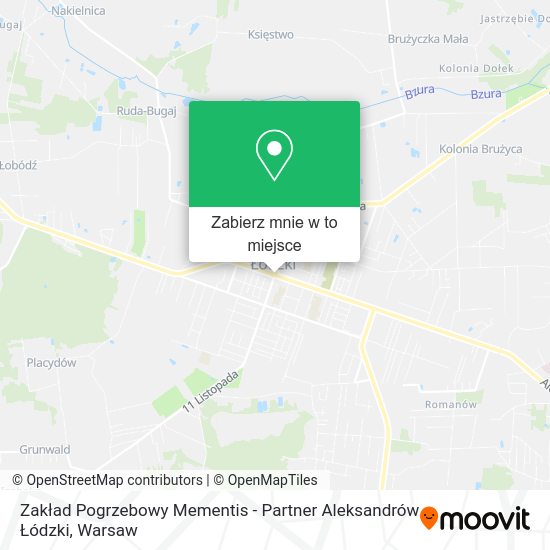 Mapa Zakład Pogrzebowy Mementis - Partner Aleksandrów Łódzki