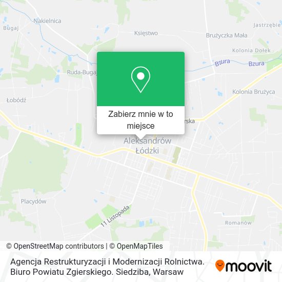 Mapa Agencja Restrukturyzacji i Modernizacji Rolnictwa. Biuro Powiatu Zgierskiego. Siedziba