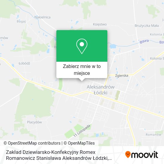 Mapa Zakład Dziewiarsko-Konfekcyjny Romex Romanowicz Stanisława Aleksandrów Łódzki