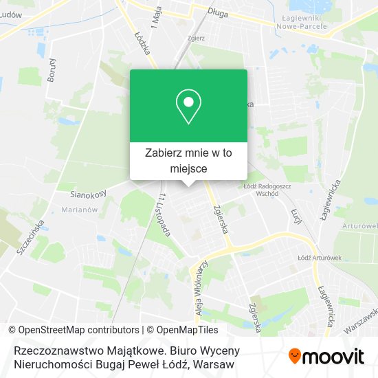 Mapa Rzeczoznawstwo Majątkowe. Biuro Wyceny Nieruchomości Bugaj Peweł Łódź