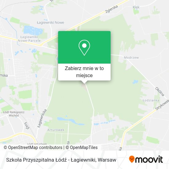 Mapa Szkoła Przyszpitalna Łódź - Łagiewniki