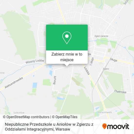 Mapa Niepubliczne Przedszkole u Aniołów w Zgierzu z Oddziałami Integracyjnymi