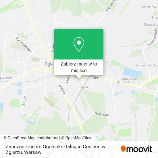 Mapa Zaoczne Liceum Ogólnokształcące Cosinus w Zgierzu